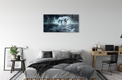 Obraz na skle Forest Unicorn moon
