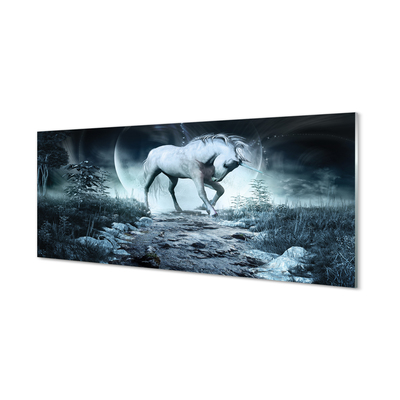 Obraz na skle Forest Unicorn moon