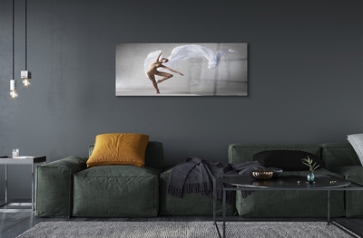 Obraz na skle Žena tančí bílý materiál