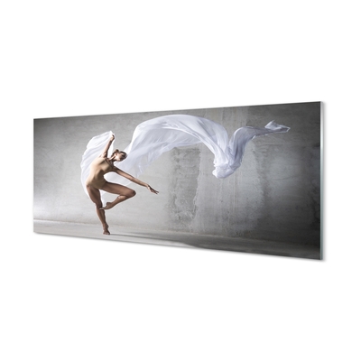 Obraz na skle Žena tančí bílý materiál