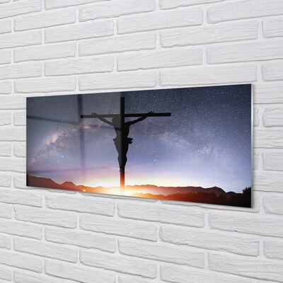 Obraz na skle Ježíš ukřižován nebe