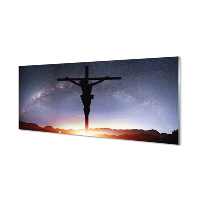 Obraz na skle Ježíš ukřižován nebe