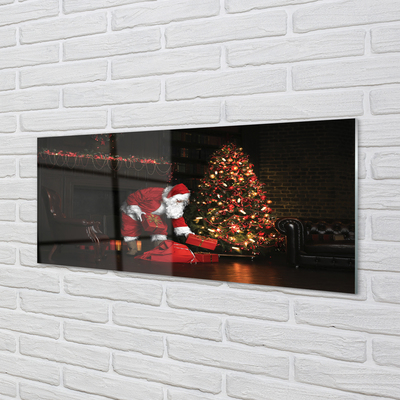 Obraz na skle Ozdoby na vánoční stromeček dárky Claus