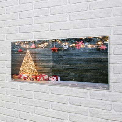 Obraz na skle Dárky Vánoční strom dekorace desky