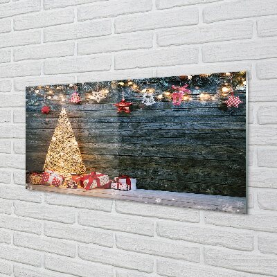 Obraz na skle Dárky Vánoční strom dekorace desky