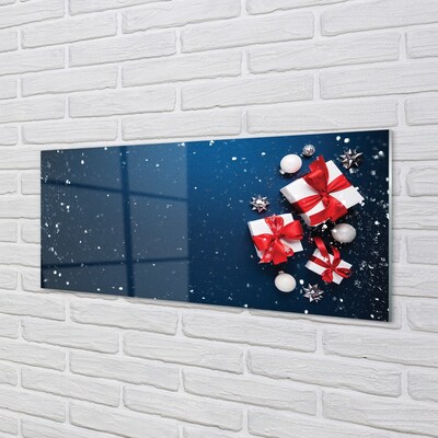 Obraz na skle Dárky cetky sníh