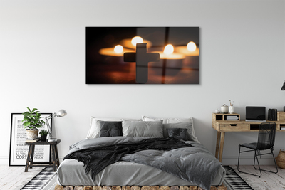 Obraz na skle kříž svíček