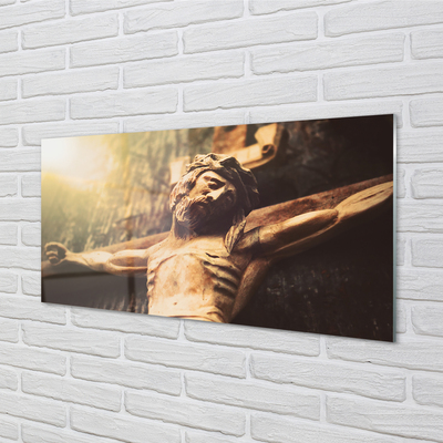 Obraz na skle Ježíš ze dřeva