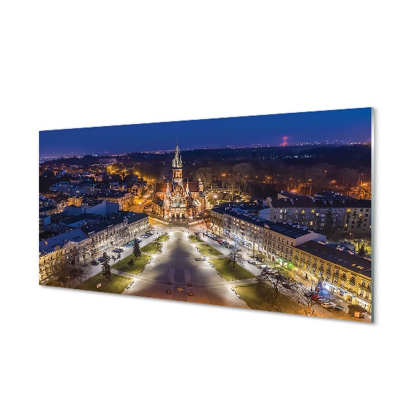 Obraz na skle Noční panorama Krakow kostela