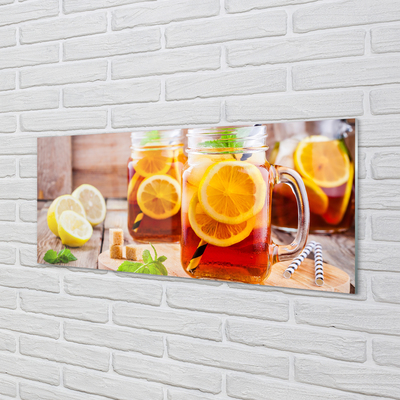 Obraz na skle Ice Tea citrusové brčka