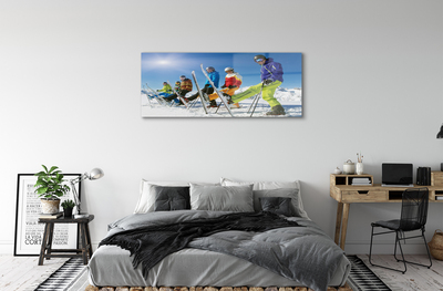 Obraz na skle Lyžaři zimní hory