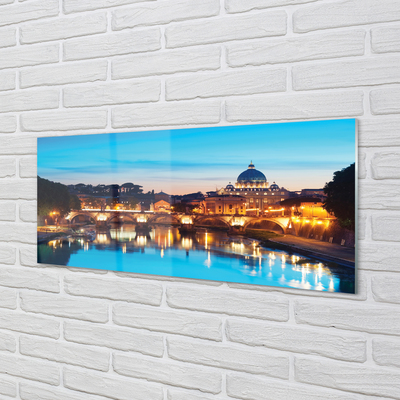 Obraz na skle Řím západu slunce říční mosty