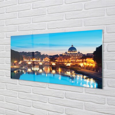 Obraz na skle Řím západu slunce říční mosty