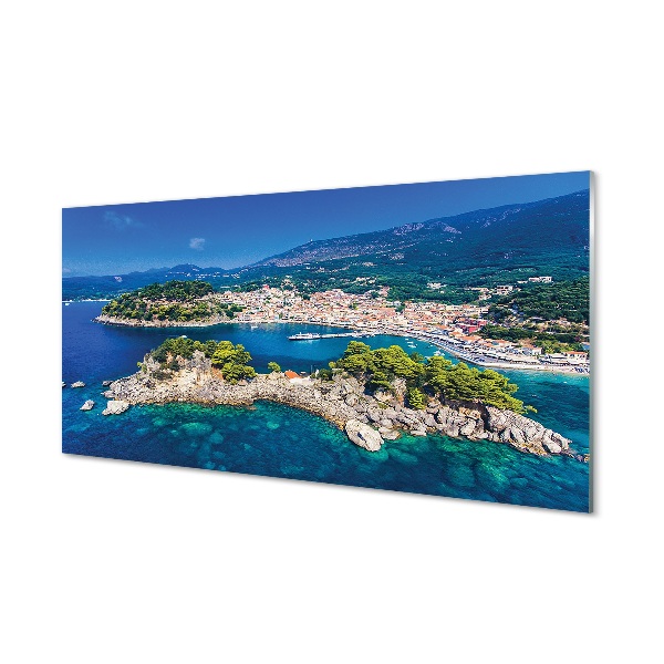 Obraz na skle Řecko Panorama moře město