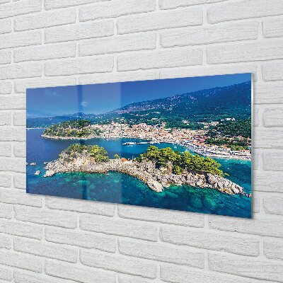 Obraz na skle Řecko Panorama moře město