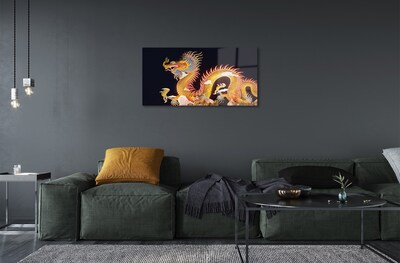 Obraz na skle Golden Japanese Dragon