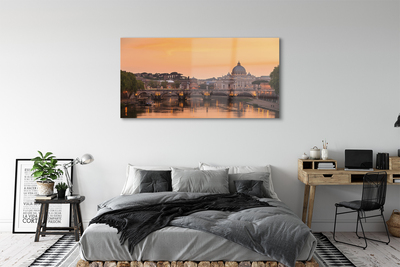 Obraz na skle řeka Řím Sunset mosty budovy
