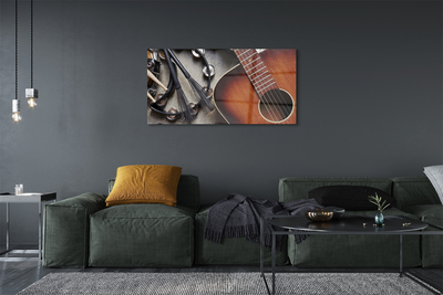 Obraz na skle Kytara Mikrofon tyčinky