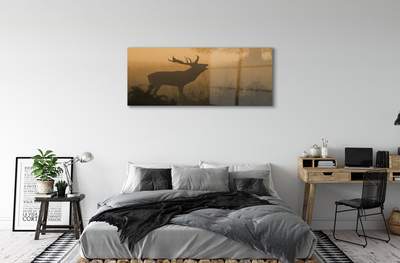Obraz na skle jelen sunrise