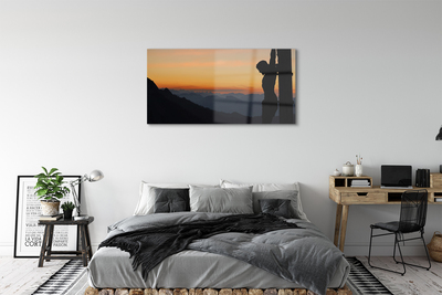 Obraz na skle Ježíš ukřižován slunce