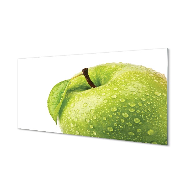 Obraz na skle Jablko zelená vodní kapky