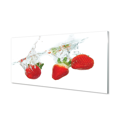 Obraz na skle Water Strawberry bílé pozadí