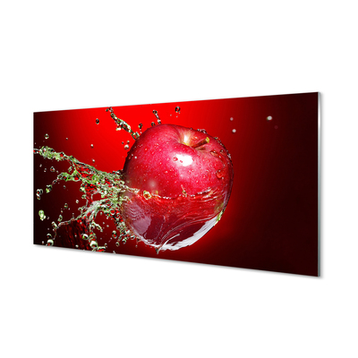 Obraz na skle jablko kapky