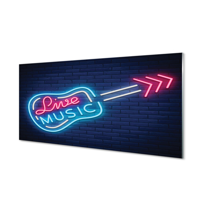 Obraz na skle Kytara neonový nápis
