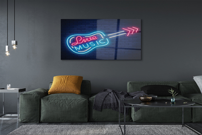 Obraz na skle Kytara neonový nápis