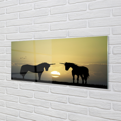 Obraz na skle Polní sunset jednorožci