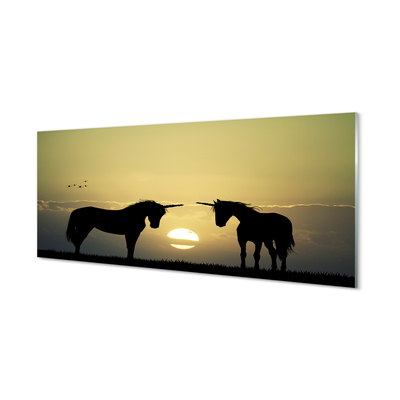 Obraz na skle Polní sunset jednorožci