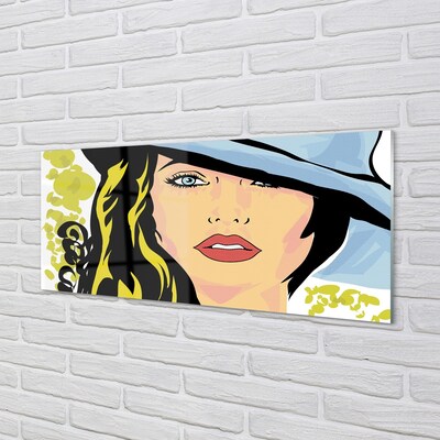 Obraz na skle Žena klobouk
