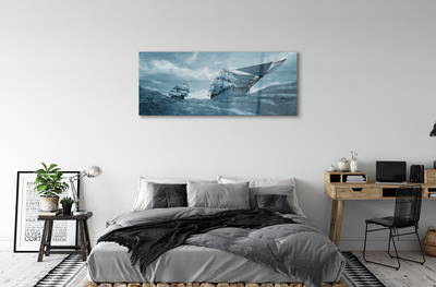 Obraz na skle Moře bouře nebe loď
