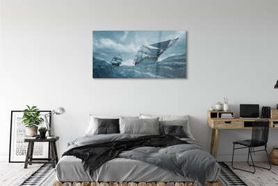 Obraz na skle Moře bouře nebe loď