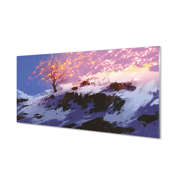 Obraz na skle Zimní strom top