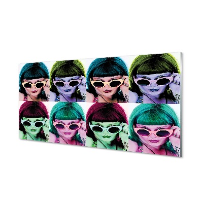 Obraz na skle Ženského vlasy barevné brýle