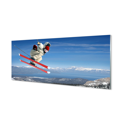 Obraz na skle mountain lyžař
