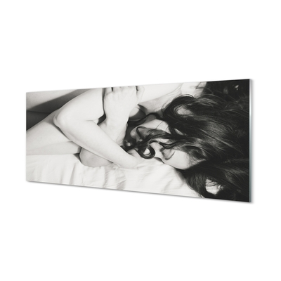 Obraz na skle spící ženu