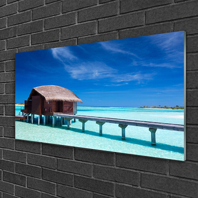 Obraz na skle Moře Pláž Dům Architektura