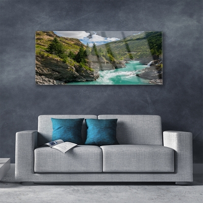 Obraz na skle Hory Řeka Krajina