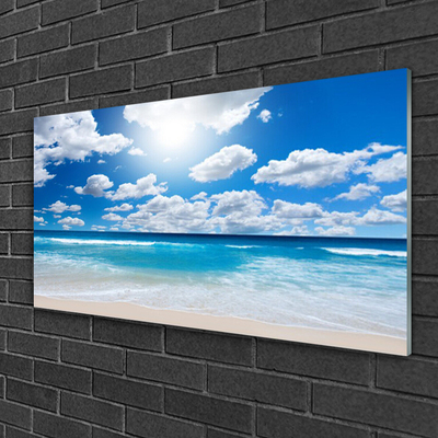 Obraz na skle Moře Pláž Mraky Krajina