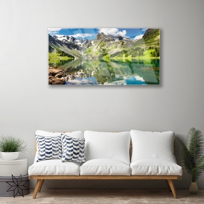 Obraz na skle Hora Jezero Krajina