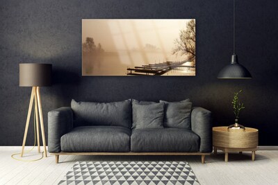 Obraz na skle Most Voda Mlha Krajina