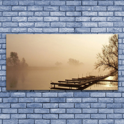 Obraz na skle Most Voda Mlha Krajina