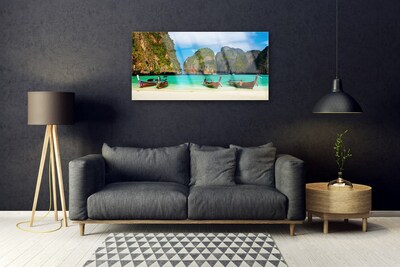 Obraz na skle Pláž Moře Hory Krajina