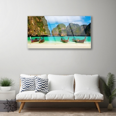 Obraz na skle Pláž Moře Hory Krajina