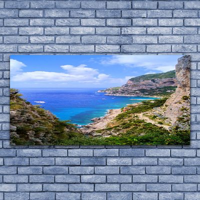 Obraz na skle Moře Pláž Hory Krajina