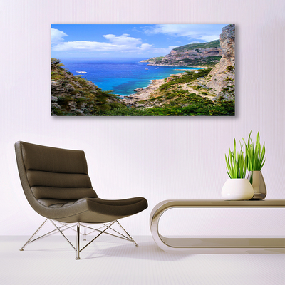 Obraz na skle Moře Pláž Hory Krajina