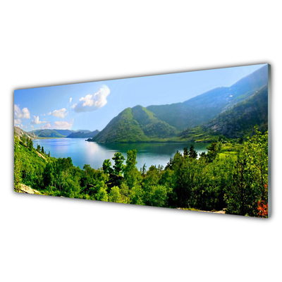 Obraz na skle Les Jezero Hory Krajina