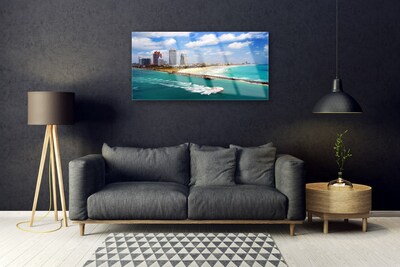 Obraz na skle Moře Pláž Město Krajina